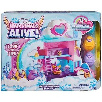 Immagine di HATCHIMALS Alive Il playset Asilo con 4 Mini Personaggi in Uova Che Si schiudono da Sole l’Acqua, 13 Accessori, Giocattoli per Bambine e Bambini dai 3 Anni su