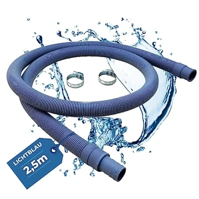 Immagine di Lichtblau tubo di scarico per lavatrice e lavastoviglie 2985 2,5m con attacco I Set completo 2x fascette stringitubi acqua universale indipendentemente dal produttore