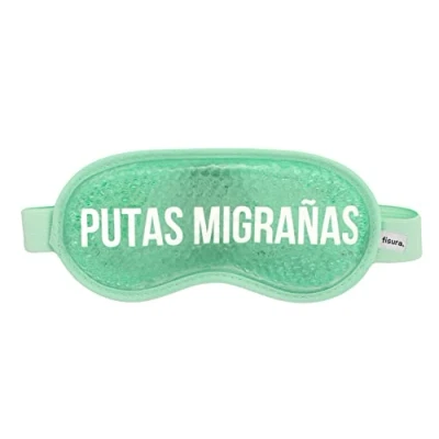 Immagine di FISURA Maschera per emicrania &quot;P*tas Migrañas&quot;. verde in gel freddo. occhi gonfi e occhiaie. freddi con messaggio. 18,5 cm x 9
