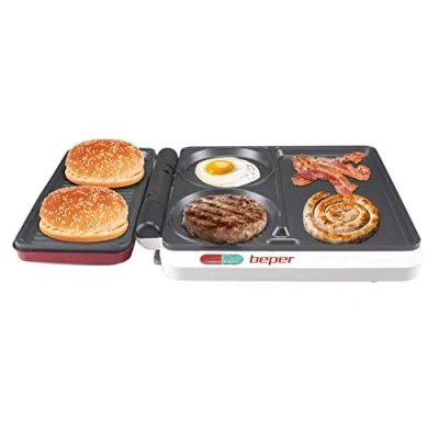 Immagine di Beper P101CUD500 Piastra Multifunzione 4 in 1, 1000 W, Rivestimento Antiaderente, Rosso