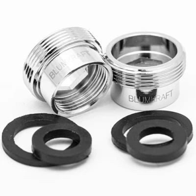 Immagine di BLUMKRAFT Set di 2 adattatori per rubinetto F16 M22 in metallo massiccio ottone argentato 16 mm femmina 22 maschio (F16 M22/M22 F16)