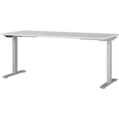 Immagine di Germania Scrivania 7909 583, in grigio chiaro/argento, regolabile altezza, 180 x 120 80 cm (LxAxP)