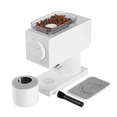 Immagine di Macinacaffè Fellow Ode a macine Macina chicchi di caffè con 31 impostazioni per gocce, pressatura francese e preparazione freddo Bianco opaco