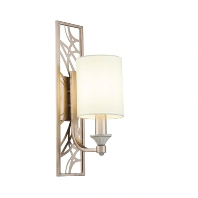 Immagine di Lampada da parete Classico, paralume in tessuto color crema, telaio metallo dorato, 1 x E14 40W