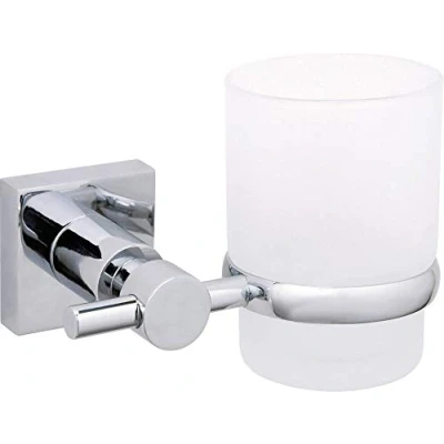 Immagine di tesa 40257 00000 00 Hukk Portabicchieri in Metallo Cromato Lucido, Autoadesivo, Chrom Weiß, squared