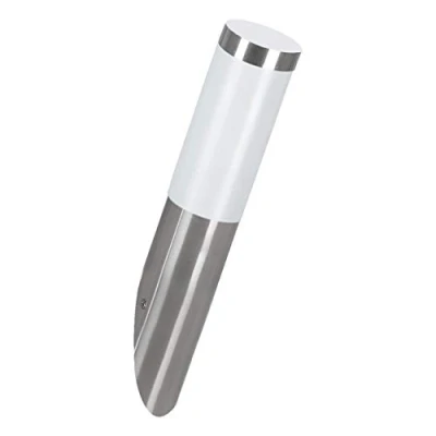 Immagine di EGLO applique da esterno a LED Helsinki, lampada 1 fiamma, in acciaio inox argento e plastica bianco, attacco E27, IP44