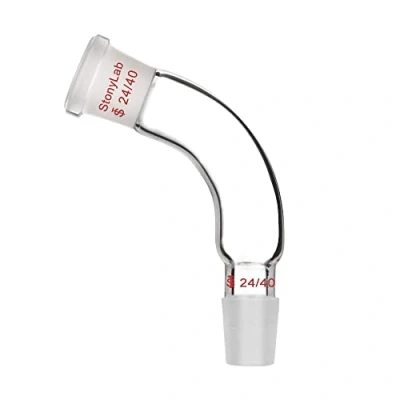 Immagine di stonylab Adattatore Distillazione in Vetro 105 Gradi Piegato con Giunto Esterno e Interno 24/40, Glass Distillation Adapter Vetreria da Laboratorio