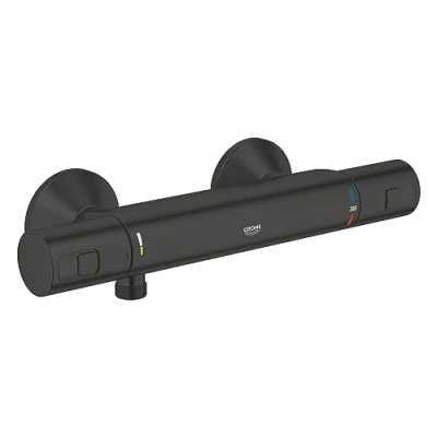 Immagine di GROHE Precision Start Miscelatore termostatico per doccia a parete, risparmio idrico, pulsante di sicurezza 38 C, cartuccia compatta con termoelemento cera, chiave rapida inclusa), nero opaco,