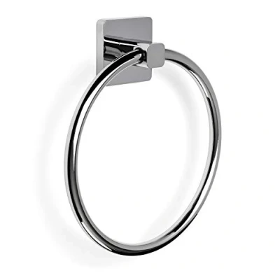 Immagine di TATAY Anello per asciugamani della collezione Kalo, in Zama cromata con sistema di fissaggio adesivo 3M, comodo e senza foratura. Misure: 19,5 x 5,5 22 cm