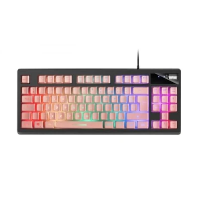 Immagine di Mars Gaming MKAXPFR Tastiera Compatta TKL H Mech, Illuminazione RGB 9 Effetti, Poggiapolsi in Gel, Rosa, Lingua Francese