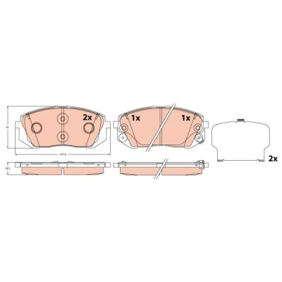 Immagine di TRW GDB2308 Kit pastiglie freno con segnalatore acustico usura accessori