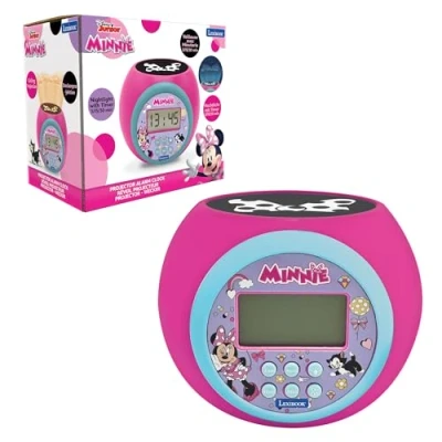 Immagine di Lexibook, Disney Minnie, Sveglia proiettore con allarme e funzione snooze, luce notturna timer, schermo LCD, a batteria, rosa, RL977MN