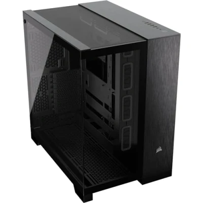 Immagine di CORSAIR 6500X Mid Tower ATX Case per PC a Doppia Camera Vetro Temperato Panoramico Compatibile con Scheda Madre Connessione Inversa Nessuna Ventola Inclusa Nero/Alluminio Ossidiana