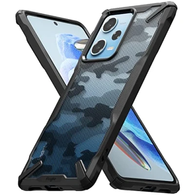 Immagine di Ringke Fusion X Compatibile con Cover Xiaomi Redmi Note 12 Pro 5G / Poco X5 5G, Custodia Rigida Camuffare Antigraffio Militare Paraurti Robusto Antiurto Camo Black