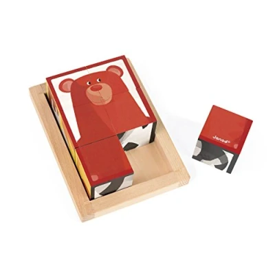 Immagine di Janod 6 Forest Blocks in Wooden Box FSC Early Learning Toy Educational Game Fine Motor Skills 12 Months J08200