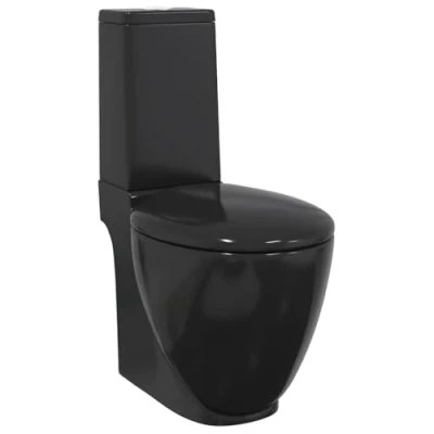 Immagine di vidaXL WC Toilette in Ceramica da Bagno Nero Soft Close con Scarico Sanitari