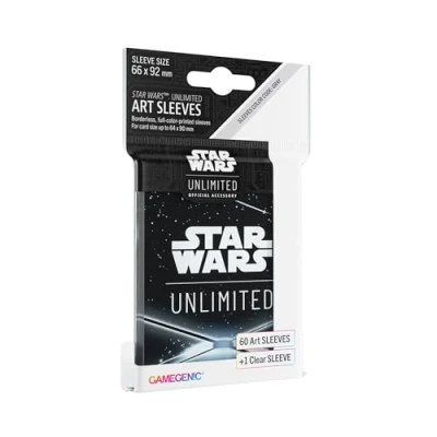 Immagine di Asmodee Black Officially Licensed Pack of 60 Art Sleeves 1 Clear Sleeve, Optimized Size for Star Wars Unlimited Other TCG and LCG Games, Made by Gamegenic, GGS15064ML