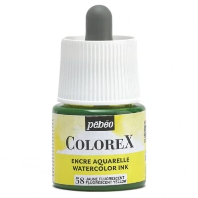 Immagine di Pébéo Inchiostro Colorex 45 ML Giallo Fluo Acquerello Rendering Velouté Disegno Multiutensile Tutti i Supporti