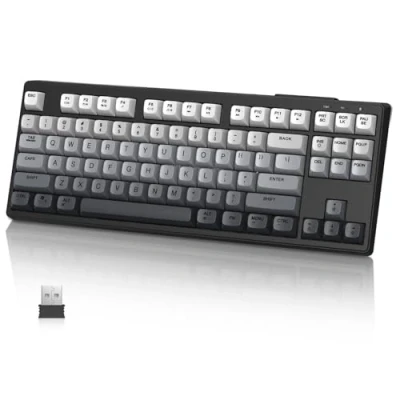 Immagine di MAMBASNAKE M87 TKL 87 tasti tastiera da gioco wireless a doppia modalità, Bluetooth/2,4 GHz, sfera in PBT, 4000 mAh, membrana retroilluminata con colori misti arcobaleno Nero