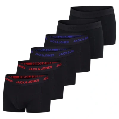 Immagine di JACK &amp; JONES Set di 6 boxer da uomo, Basic Trunk, elasticizzati, biancheria intima, in cotone, nero, rosso, verde, blu, grigio, S, M, L, XL, XXL, 3XL, Confezione 4, M