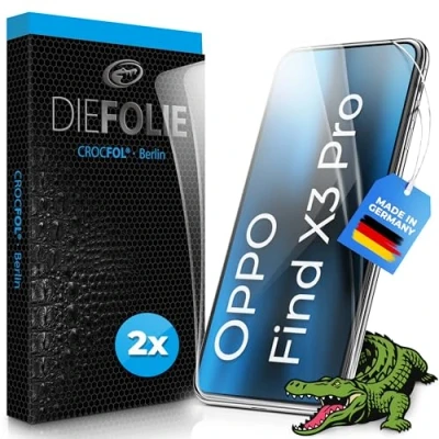 Immagine di Crocfol Pellicola protettiva vincitore del test [2 pezzi] compatibile con OPPO Find X3 Pro autorigenerante Premium 5D a lungo termine (Case Friendly)