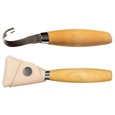 Immagine di Herbertz 10IT7391846022718IT10 Morakniv Hook Knife 162 Double Edge Coltello da Intaglio con Fodero in Cuoio