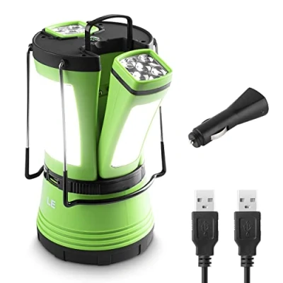 Immagine di LE Lampada da Campeggio Ricaricabile, Luci con 2 Torce Portatile, Torcia Lanterna LED 3 in 1 Impermeabile per Campeggio, Escursione, Pesca, Cavo USB e Caricatore Auto Inclusi
