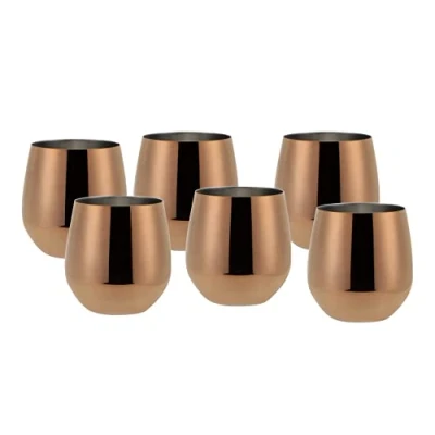 Immagine di ECHTWERK Set di 6 bicchieri da vino e acqua in acciaio inox, edizione rame, 500 ml, 10 x 9,5 cm, cm