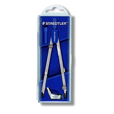 Immagine di Staedtler Mars Basic Compasso Scuola Media Elementare e Superiore, Include Astuccio Tubetto Mine, Ideale per Cancelleria Ufficio Cartoleria Materiale Scolastico Cose la