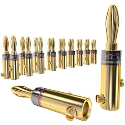 Immagine di KabelDirekt spine a banana, 10 coppie, banana per altoparlanti fino 6 mm², collegamento flessibile Hi Fi, amplificatori, receiver, impianti stereo, avvitabili, dorati