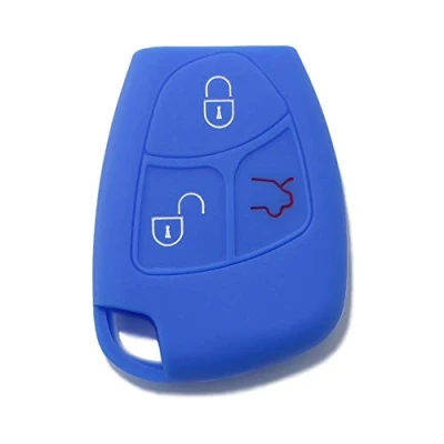 Immagine di [Portachiave] Guscio Cover Chiave in Silicone per Telecomando Auto Mercedes Benz 3 tasti (vedere compatibilità nelle foto) Classe A B C E S CL ML CLK CLS SLK (BLU)
