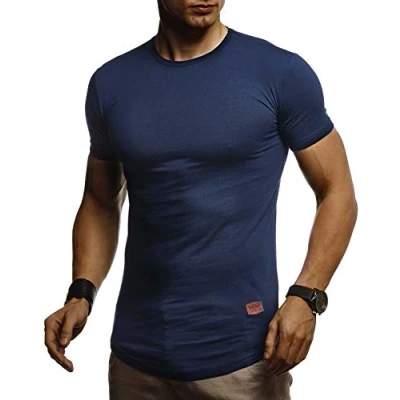 Immagine di Leif Nelson Maglietta Uomo Estate Scollo Rotondo (Blu, Taglia M), vestibilità Regolare 100% Cotone, Basic a Maniche Corte