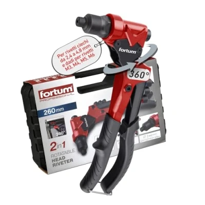 Immagine di Fortum pinza per rivetti ciechi e filettati, testa girevole a 360, M3 M6 pop da 2,4 4,8 mm, con perni di trazione