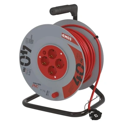 Immagine di EMOS Avvolgicavo 40 m 4 prese Schuko 230 V, 16 A, 3680 W Isolamento in PVC di alta qualità H05VV F3G 1,5 mm2 Protezione contro il surriscaldamento IP20 per interni