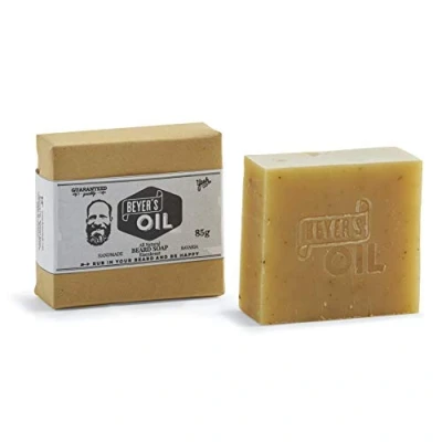 Immagine di Beyer&#039;s Oil Sapone da barba verbena, 85 g, fatto a mano in Baviera, 100% naturale, con vere foglie di nutre la pelle, rende morbida e liscia