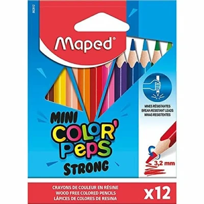 Immagine di Maped 862812, matite colorate STRONG Mini Color&#039;Peps 12 da colorare ultra resistenti ed ergonomiche Confezione piccole.