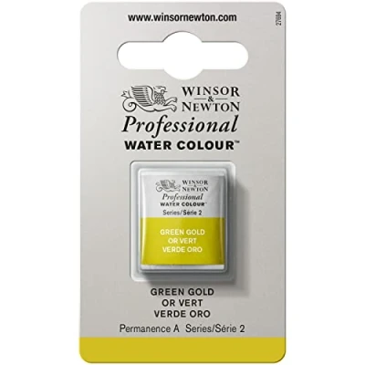 Immagine di Winsor &amp; Newton 8840179 Professional Vernici ad acquerello, vivaci e resistenti alla luce, pigmenti per artisti nella concentrazione più forte, 1/2 GODET Verde Oro ROW