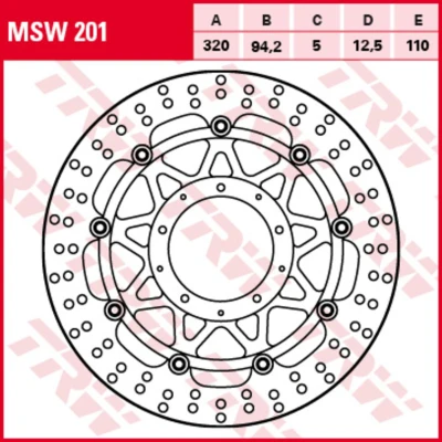 Immagine di TRW MSW201 Disco freno 320 5 Alluminio, Acciaio