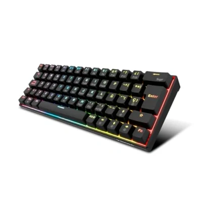Immagine di KROM Pack Gaming KARRIER LED RGB Rainbow, tastiera a membrana, mouse ottico 3600 dpi, cuffie stereo da 50 mm, tappetino in gomma antiscivolo, layout spagnolo, colore nero