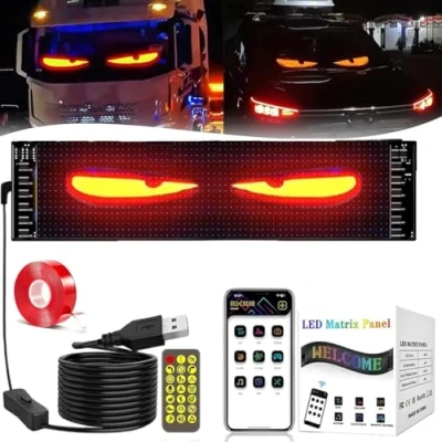 Immagine di LETROBBV Colorful Eye Lamp Soft Screen for Car Windows,Programmable Flexible LED Waterproof Matrix Screen,DIY Dynamic Smart with App Remote Control