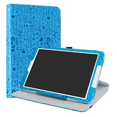 Immagine di LiuShan Custodia per Samsung Galaxy Tab E 9.6,360 Gradi di Rotazione in Pelle PU con Supporto Caso 9.6&quot; SM T560 / T561 Android Tablet,Azzurro