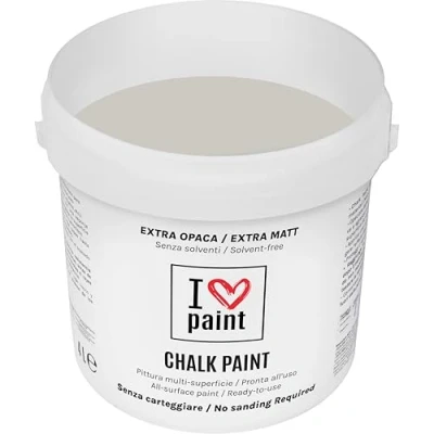 Immagine di I LOVE CHALK PAINT Pietra Senza CARTEGGIARE Colora Mobili, Pareti e Oggetti solventi formaldeide Inodore a base di acqua (4 Litri)