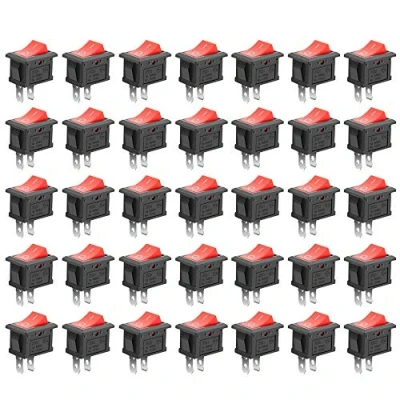 Immagine di GTIWUNG 35Pcs Mini Interruttore a Bilanciere 2 Pin SPST Barca,Interruttore Dondolo,Auto Interrutore Quadrato Per Auto Barca,Elettrodomestici 10A/125V, 6A/250V, Rosso
