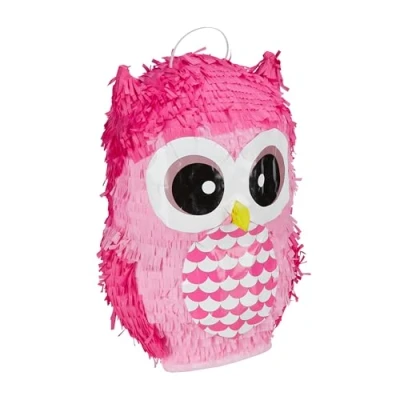 Immagine di Relaxdays Pignatta Gufo, Simpatica Pentolaccia a Forma di Animale da Riempire, per Compleanni &amp; Feste, Colpire, rosa