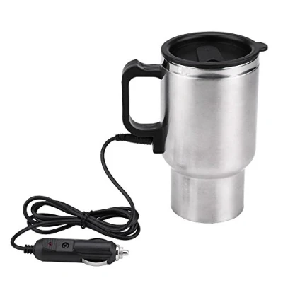 Immagine di Bollitore elettrico, 12V 450ml Elettrico In car Acciaio inossidabile Tazza da riscaldamento caffè tè per auto