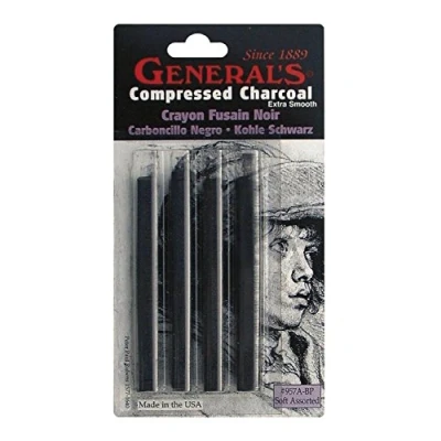 Immagine di generale matita compresso Charcoal bastoni 4/Pkg, Multicolore, 0.63 x 7.23 13.97 cm
