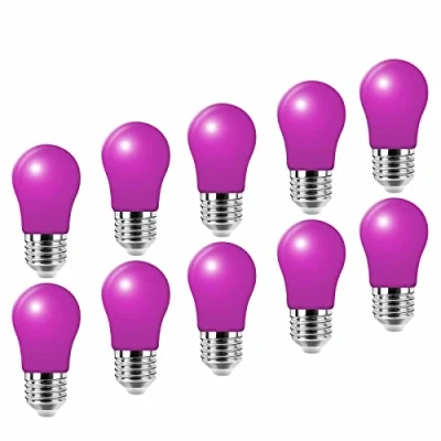 Immagine di Jiotouhu Lampadine LED E27,300LM,Lampadina a Globo A50 Attacco E27, 3W equivalenti 30W, per Esterni, Patio, Feste, Natale,Nozze,confezione da 10 pezzi, viola