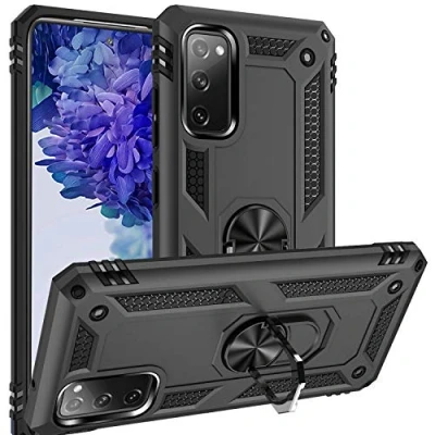 Immagine di Fetrim Custodia per Galaxy S20 FE, Cover PC TPU Cassa Shell Supporto di Anello Rotante Case FE/S20 FE 5G Nero