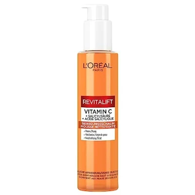 Immagine di L&#039;Oréal Paris vitamina C Schiuma detergente per pelle pulita e fresca, con acido salicilico, Risultati visibili dalla prima applicazione, tutti i tipi di pelle, Revitalift Clinical,