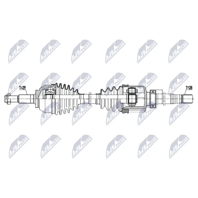 Immagine di NTY NPW RE 205 Albero motore / Semiasse Assale anteriore Dx 1002mm DW6 Cambio automatico a 6 marce